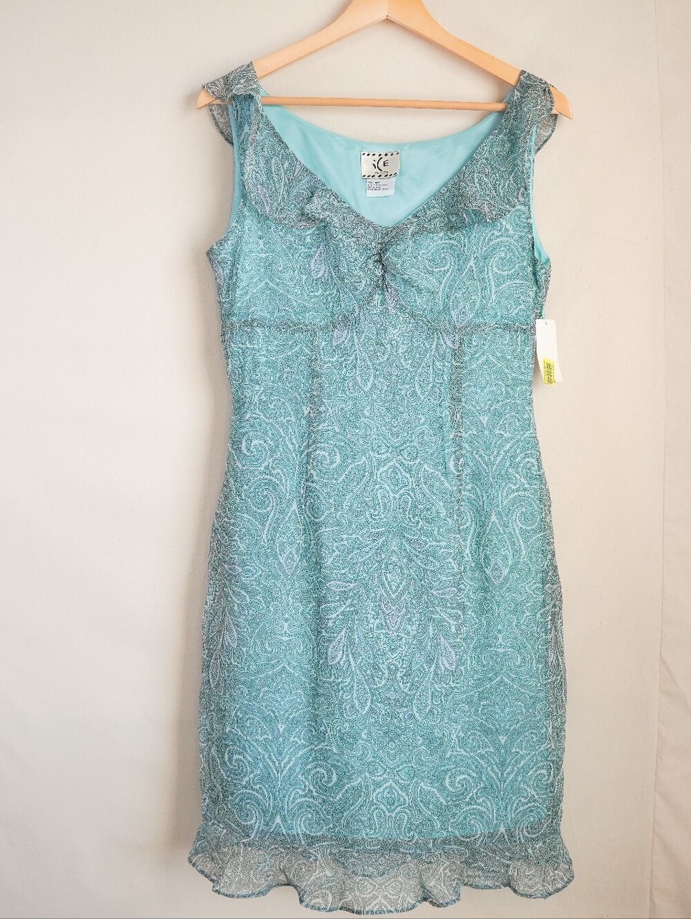 ICE Petite Aqua Paisley Sleeveless Chiffon Dress Size 10P NWT